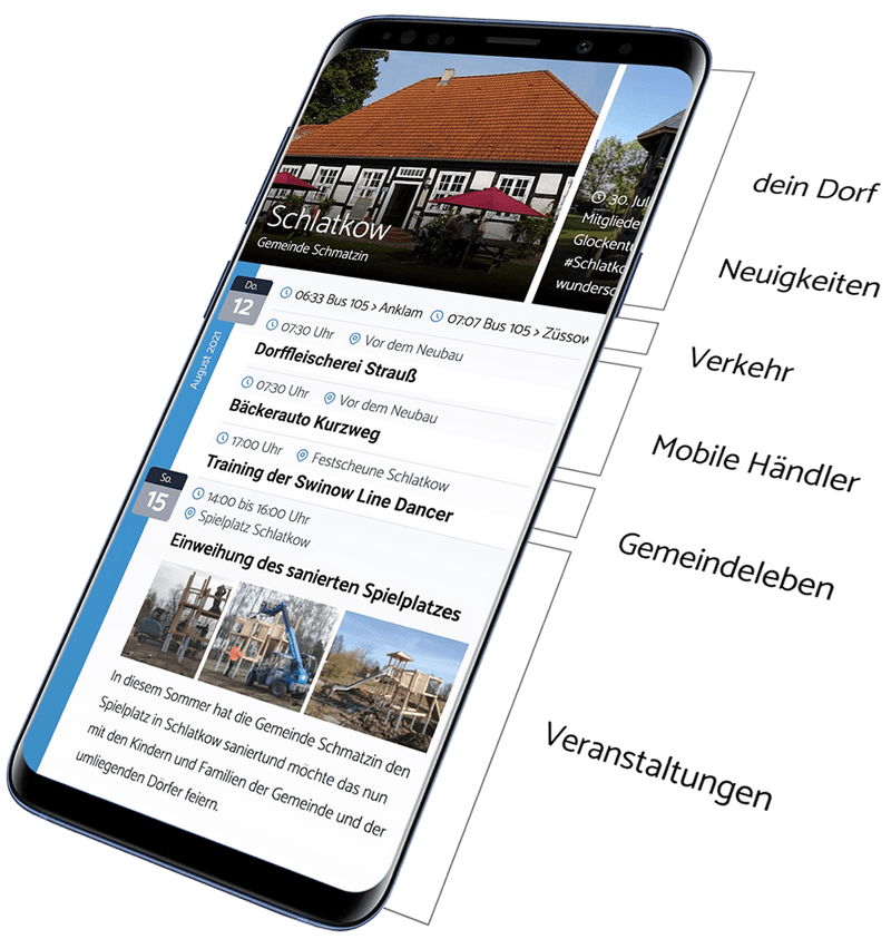Dorfterminkalender auf Smartphone