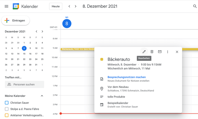 Alle Termine im eigenen Kalender
