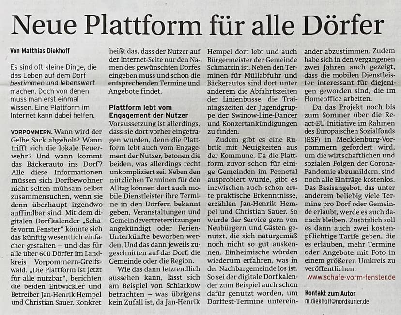 Digitaler Kalender ist jetzt für alle Dörfer im Kreis verfügbar