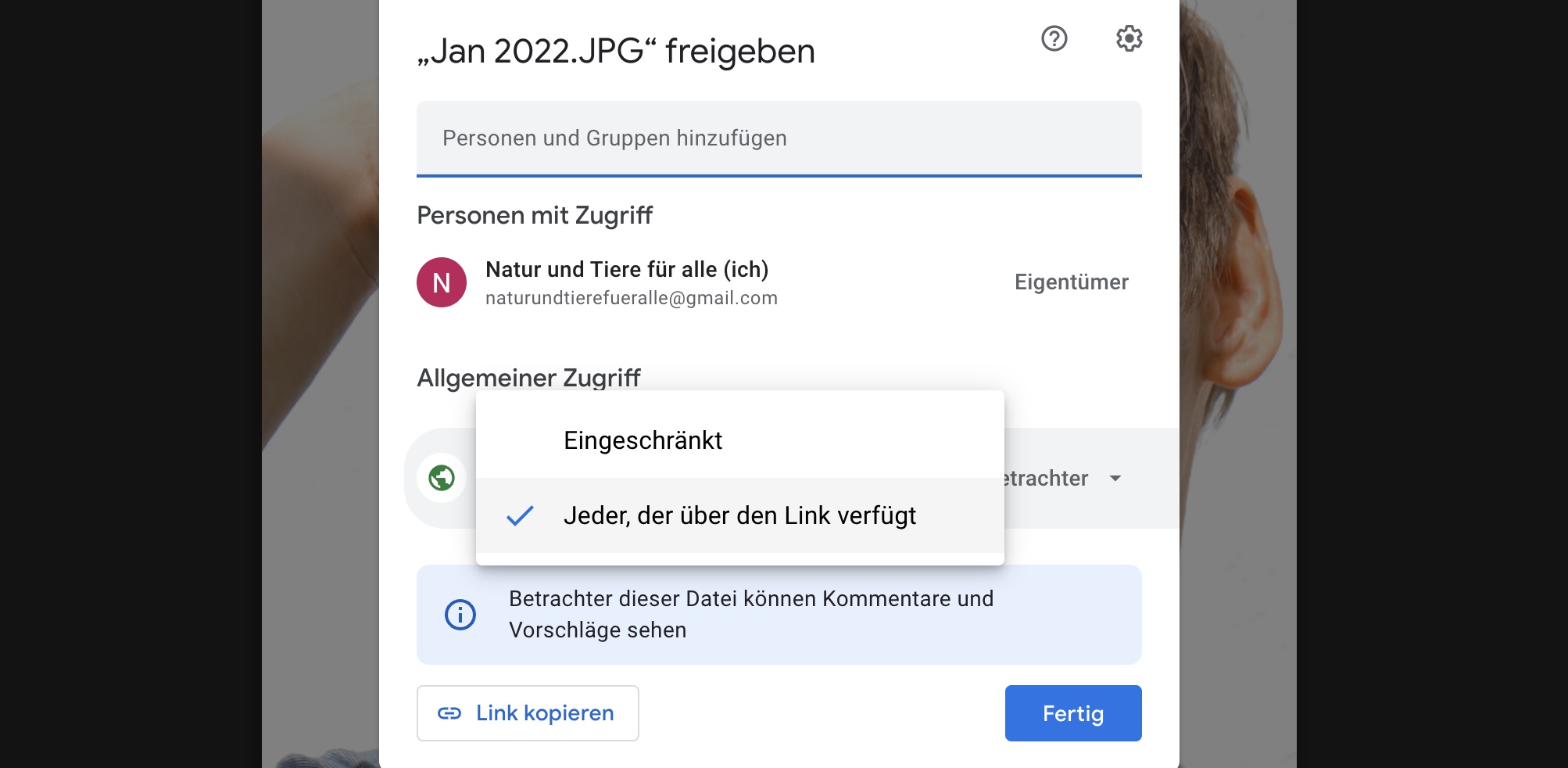 Bild für alle veröffentlichen