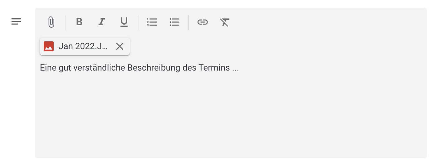 Bild in der Terminbeschreibung