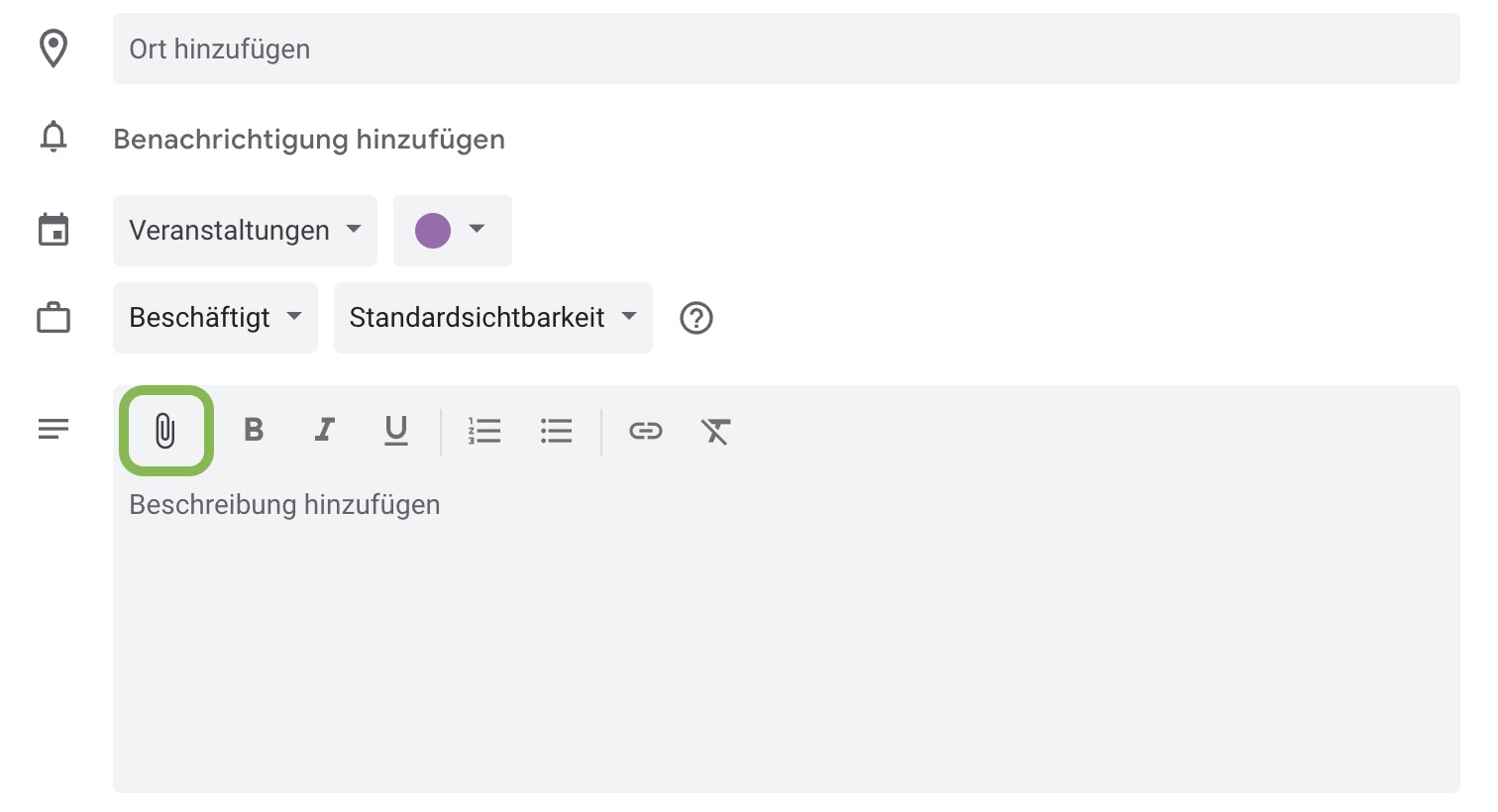 Bild im Termin platzieren