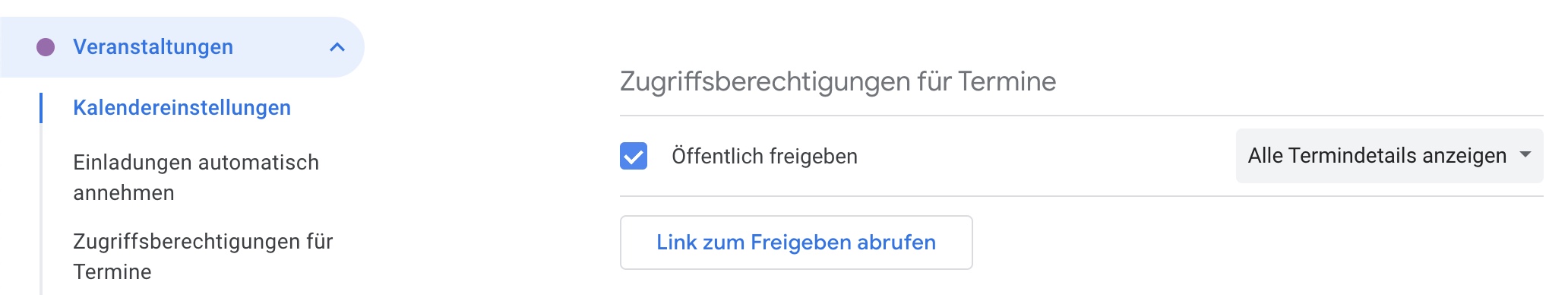 Google Kalender veröffentlichen