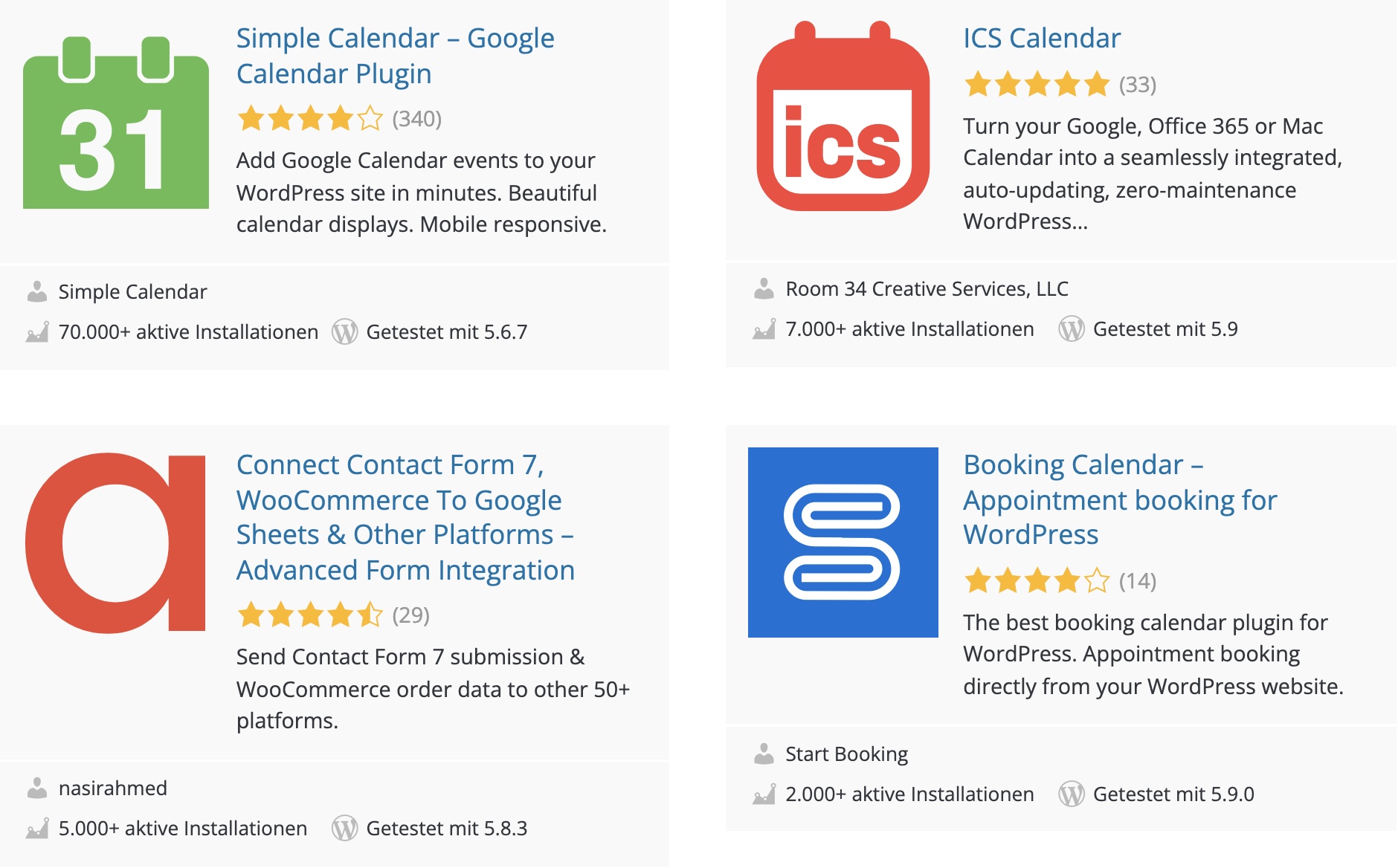 Wordpress Kalender Plugins